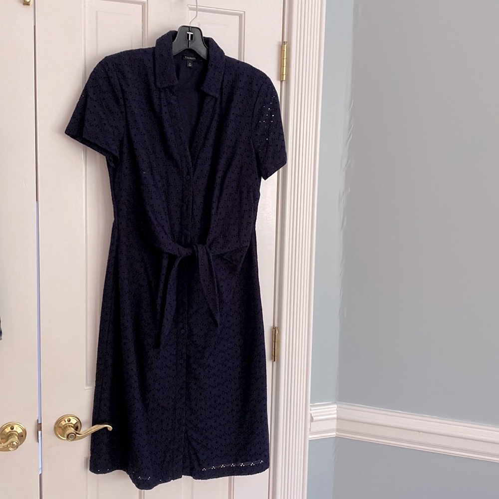 Talbots navy blue eyelet dress